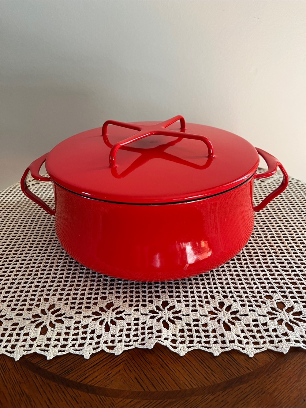 VTG DANSK Kobenstyle Red Enamel 8.5” Dutch Oven Lidded Casserole Pot MCM France